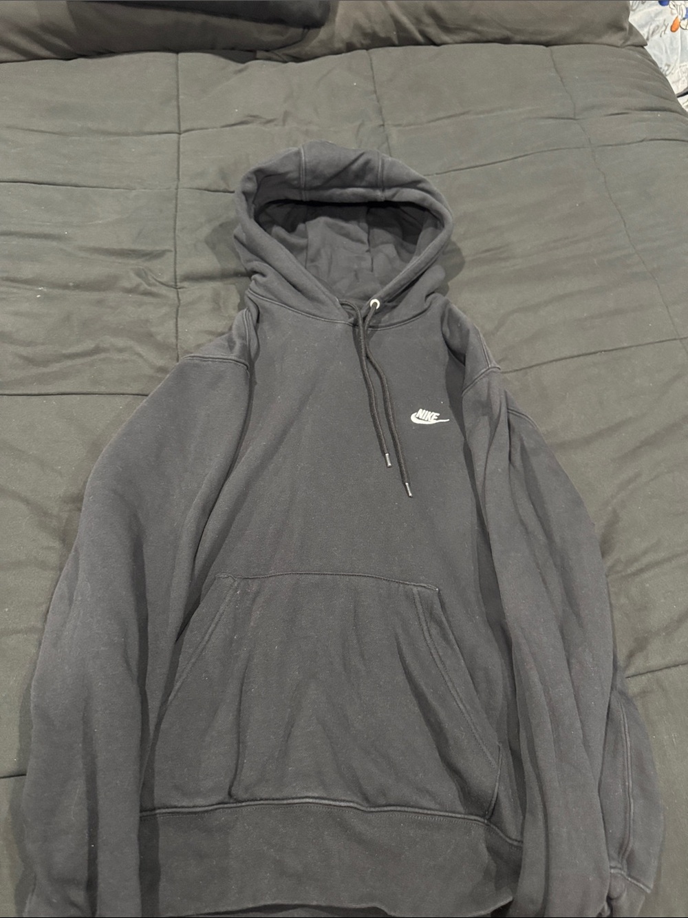 Nike Black Pullover Hoodie with Small White Swoosh